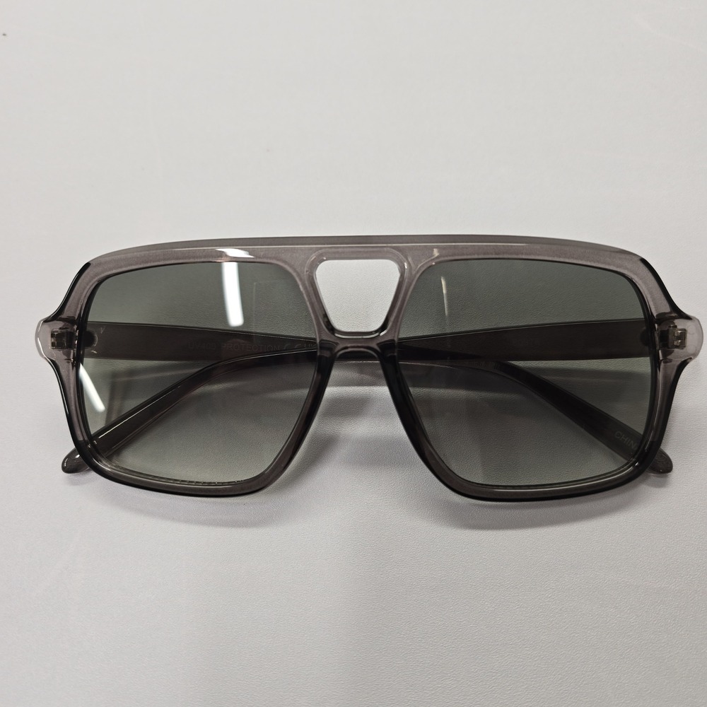 Oversized Aviator Sunglasses Smoke Gray Translucent Frame‎ UV400 Retro